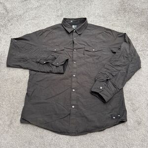 Billabong Button Up Shirt Mens Large Charcoal Gray Roll Tab Sleeve Casual Work
